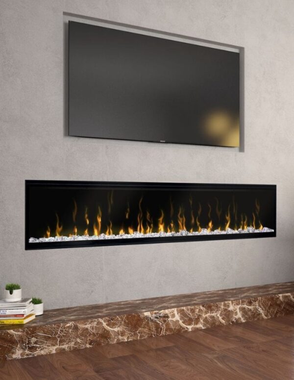 a dimplex igniteXL 100 installed under a large tv